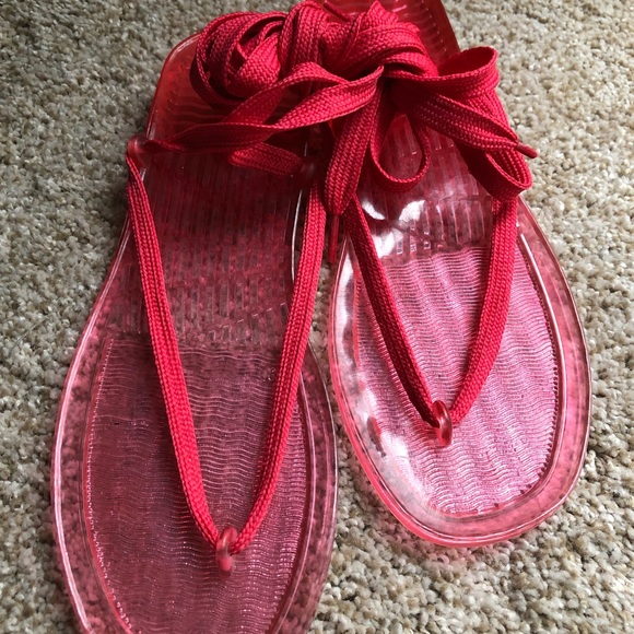 lace up jelly sandals